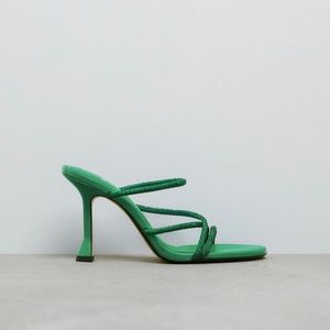 Zara Sparkly Strap Heeled Sandals Green
